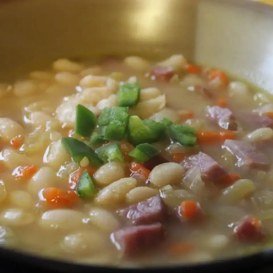 Sopa básica de jamón y frijoles