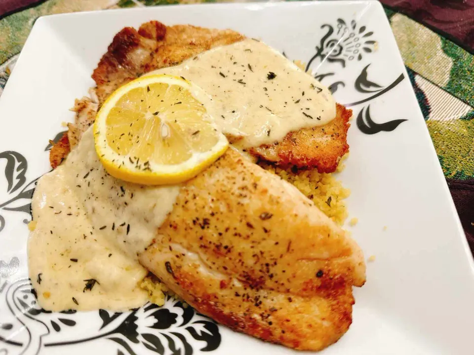 Tilapia con crema de limón y Boursin